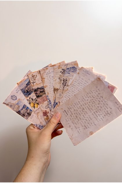12'li A6 Vintage Mektup Scrapbook Arka Plan Kağıdı - Junk Journal, Kolaj ve Journaling Seti