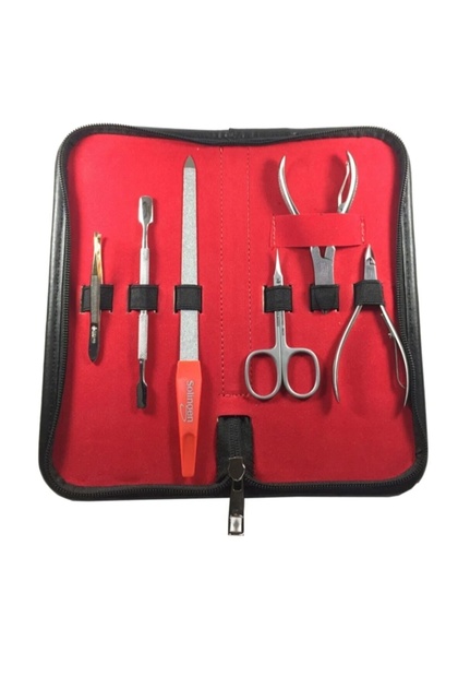 Manicure 💅 Pedicure Set, 6-Piece Set, Cuticle Nipper, Nail Cuticle Nipper, Cuticle Scissors, Cuticle Pusher, Tweezers, File, and Leather Case as a Gift.