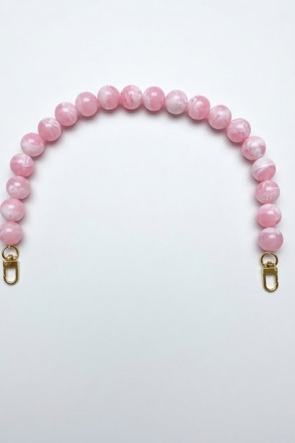 Acrylic Bag Handle Knitted Handmade Bag Handle Hobby Accessory Beaded - Pearl Light Pink Gold Clip