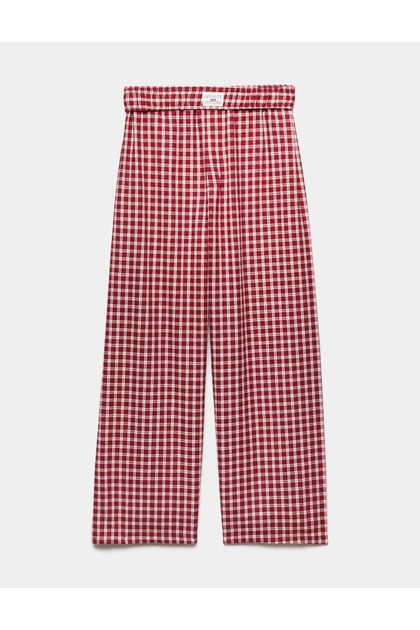 Saf Pamuklu Ekose Çocuk Pijama Altı