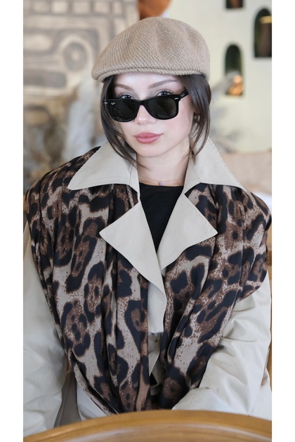 Leopard Patterned Cotton Brown Shawl