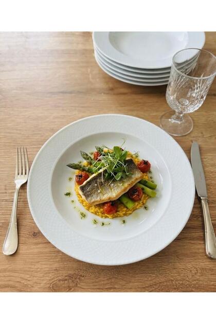 Emerald Series 6 Pieces 22 cm Deep Dinner Plate White