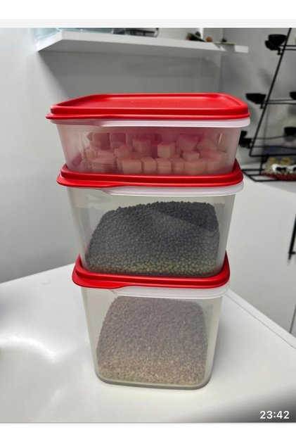 Modular 1.1 Lt 2.6 Lt 3.9 Lt Red Lid 3 Pieces