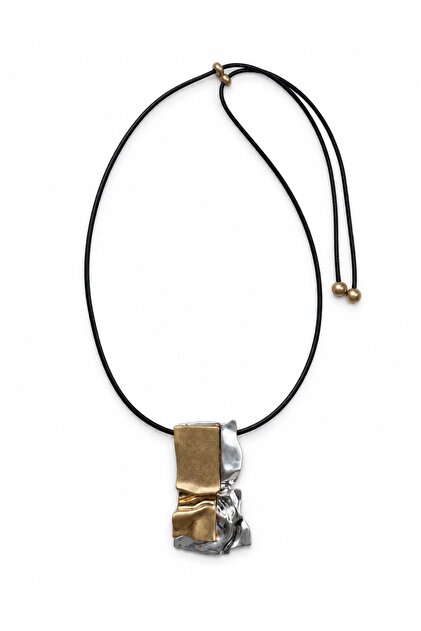 Geometric Shaped Matte Gold Silver Adjustable Leather Cord Necklace
