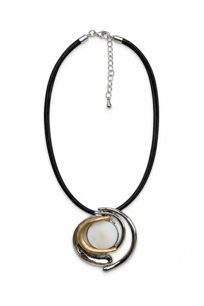 Interlocking Form Gold Silver Leather Rope Necklace