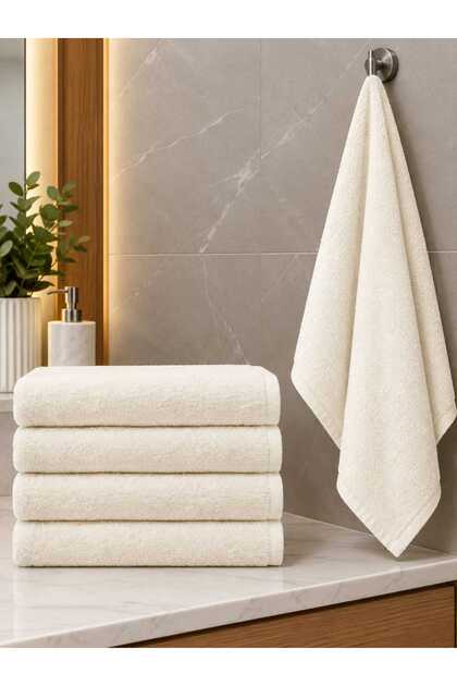 50*85cm 4-Pack Cotton Cream Embroidered Velvet Blank Towel Utra Water Absorbent-Utra Comfort