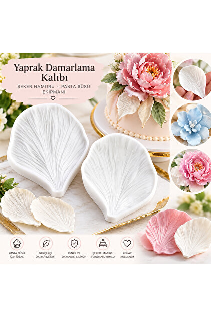 Silicone Mold Leaf Vein Pattern Mold Peony Flower Mold Cake Decoration Sugar Paste Mold Fondant Mold 7.5cm X 6.5cm
