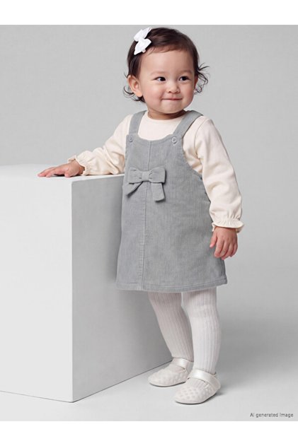 Esvab • Modern & Distinctive Bowknot Baby Girl Velvet Salopet Dress and T-Shirt
