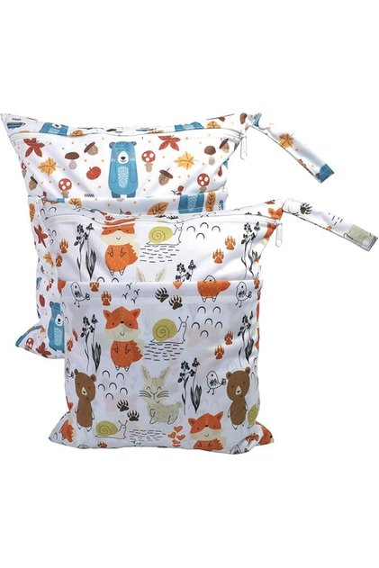 [2 Pack] Waterproof Wet Dry Bags, Dual Zippered Compartments for Swimsuits, Baby Clothes Soiled Item