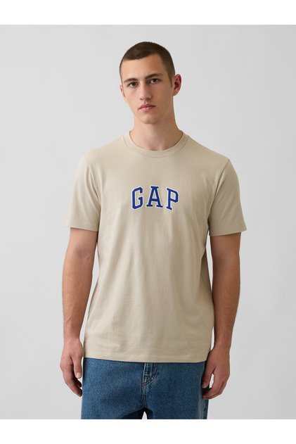 Erkek Bej Logo T-Shirt