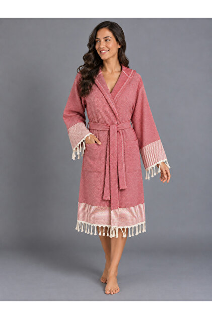 Ala Peştemal Bathrobe Unisex - 100% Cotton Karatezgah Woven