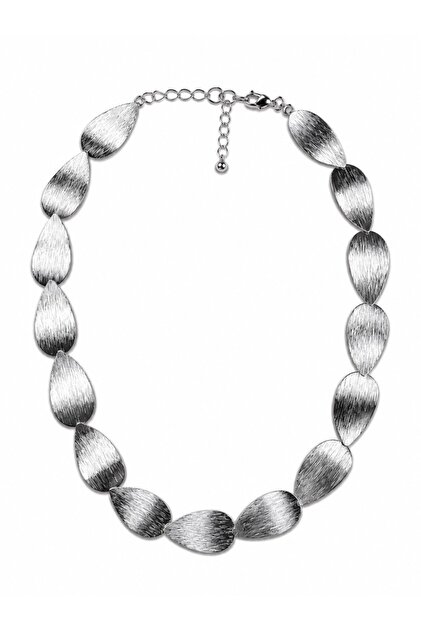 Drop Plate Row Silver Necklace