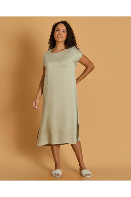 Women Green Short Sleeve Nightgown