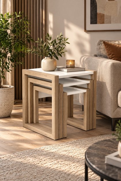 Linea 3'lü Zigon Sehpa (49 x 54 x 39 cm) - Cordoba