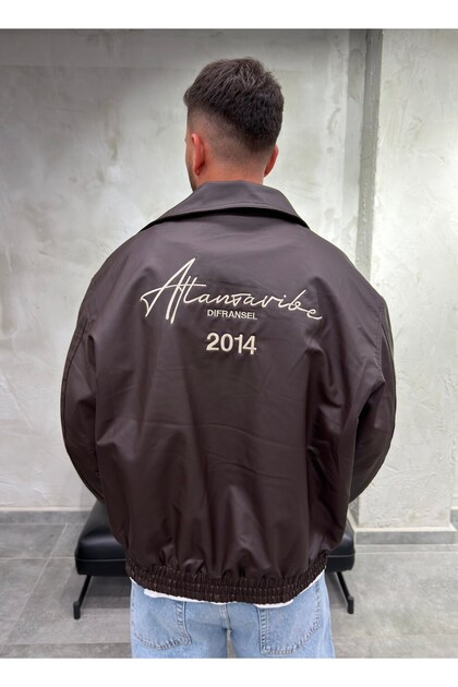 Atlanta Vibe Embroidered Brown Leather Jacket