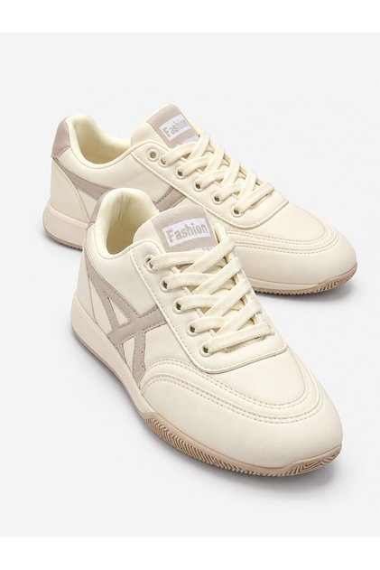 Lace-Up Women's Sneakers; Ecru