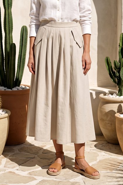 Pocket Detailed Lined Skirt 420215 Gray