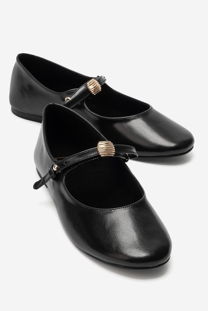 Kathy Black Buckle Women's Ballerina Shoes