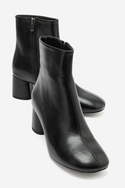 Aubert Black Leather Women's Heeled Boots
