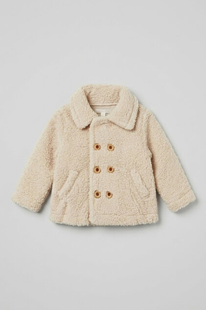 Baby Girl Welsoft Pocketed Buttoned Jacket