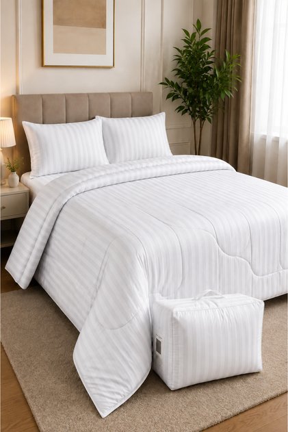 Cotton Ease King Comforter Set with Pillow Cover - 220×240 cm – White I 100% Premium Cotton I 250 Thread Count,