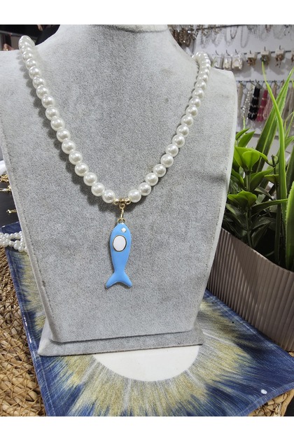 Blue Fish Pearl Necklace