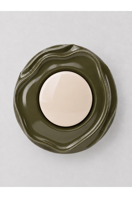 Special Design Wavy Series Exterior Khaki Interior Cream Decorative Single Key a Quality Plastic (Mechanism Included)