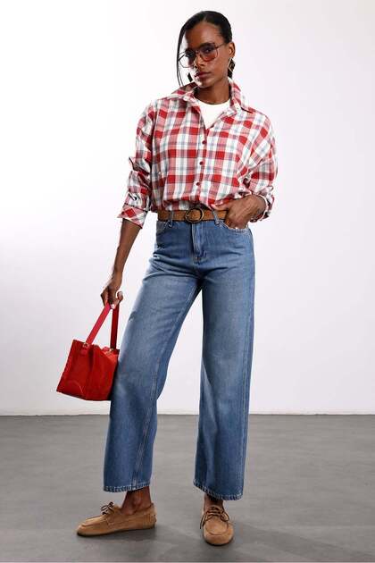 Blue Longline Straight Cut Jeans