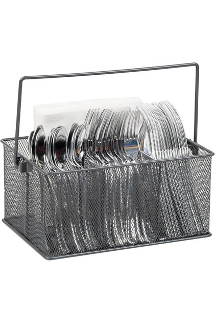 Storage Basket Organizer, Utensil Holder, Forks, Spoons, Knives, Napkins, Perfect for De