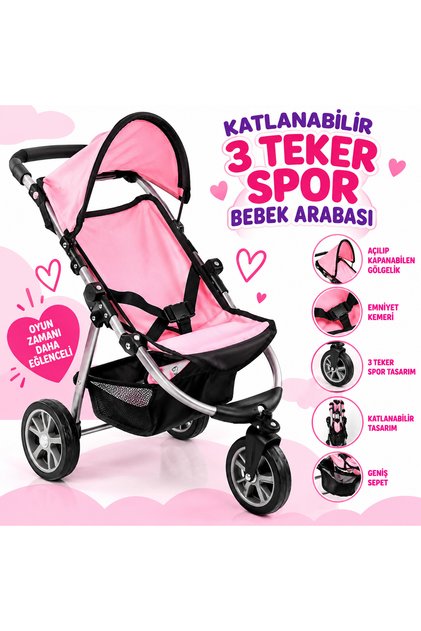 Katlanabilir 3 teker spor bebek arabası