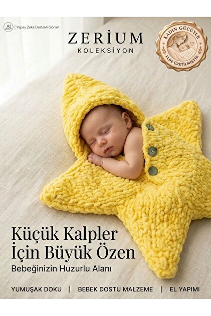 Baby Sleeping Cocoon - Hand Knitted Star Model (2-4 Months)