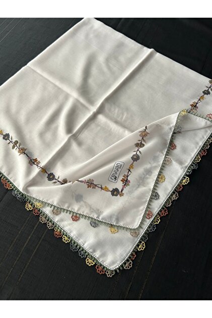 el emeği iğne oyalı kare yazma 100x100 cm el işi