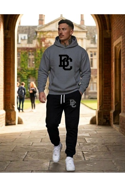 Bc College Men's Tracksuit Set Hooded Soft Color Premium Sports Combination and Casual Wear 3 Thread Thick Fabric