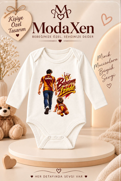 Bebek Zıbın Yazılı Babasının İzinde Uzun Kol Body (Yenidoğan & Bebek)