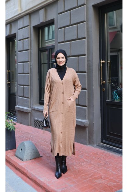 Hair Braid Patterned Long Cardigan