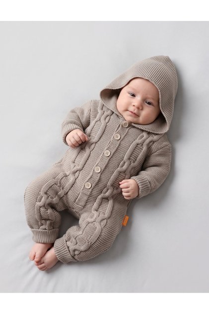 Salopeta cu gluga, Croset Kids, maro
