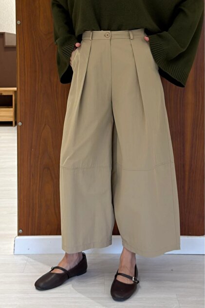 Camel Poplin Kumaş Dimni Pantolon