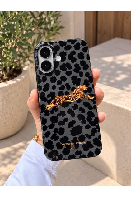 İphone 16 Uyumlu Leopar Desenli Silikon Telefon Kılıfı