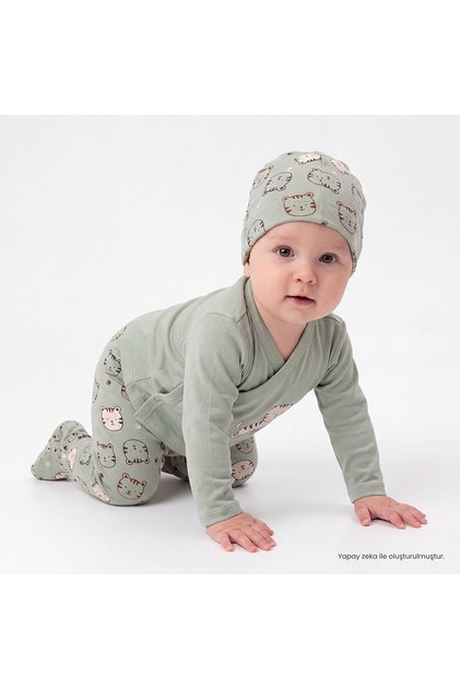 HelloBaby Yenidoğan Zıbın-Şapka-Patikli