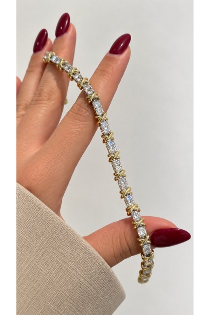 X Detailed Zircon Stone Vip Series Stainless Steel Bracelet 15+3cm