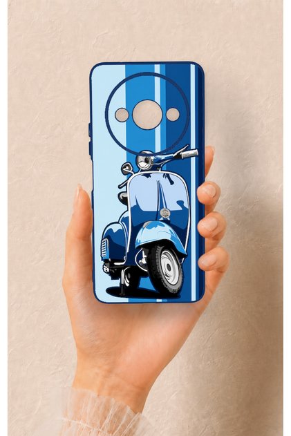 Redmi A3 Compatible Blue Scooter Patterned Silicone Case