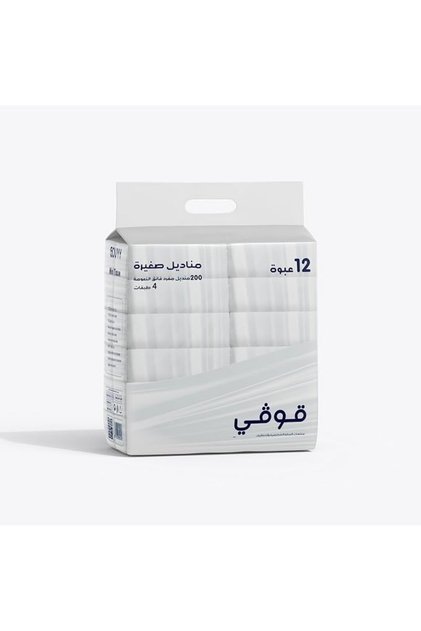 مناديل صغيرة ناعمة رباعية الطبقات، عبوة تحتوي على 12 صندوق × 200 ورقة فردية، 50 منديل لكل صندوق، مثالية للاستخدام اليومي