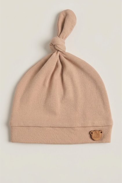 Unisex Baby Interlock Knotted Teddy Bear Embroidered 100% Cotton Newborn Beanie Hat 0-6 Months