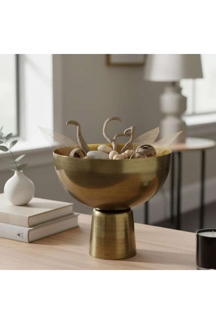 Poppy Metal Antique Antique Footed Bowl 25x25x24cm - Brass - 112SOI9900101