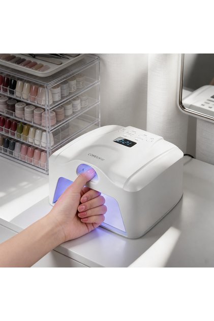 L8 Başparmak Kabinli 78 Ledli Dual Tırnak Kurutucu UV Led Lamba Çift Girişli Manikür Pedikür Tırnak Lambası Beyaz
