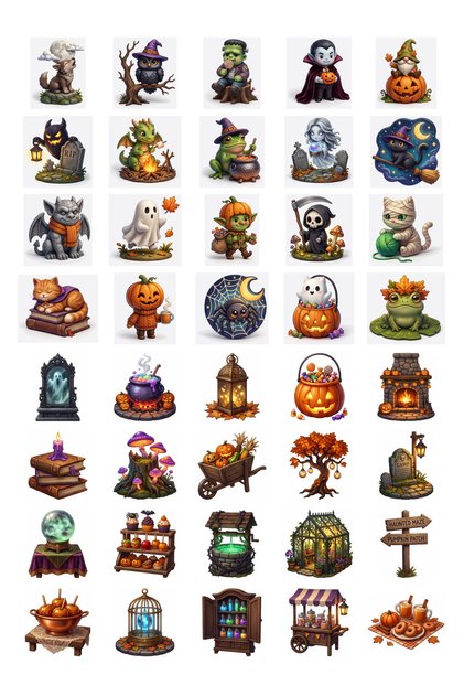 Halloween Mini Scene Icon Sticker Set 40 Pcs Agenda Scrapbook Journal Planner Sticker