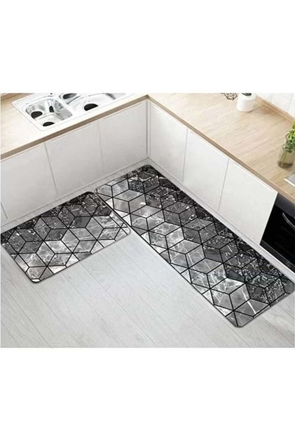 MunKan 2-pcs Kitchen Rug Mat Set-Cushioned Anti-Fatigue Runner Floor Comfort mats-kitchen mat Set-H