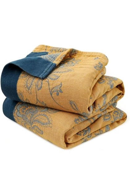 LUTBM Boho Throw Blanket for Bed - 100% Cotton Ultra Soft Rustic Quilt - Floral Printed Farmhouse De