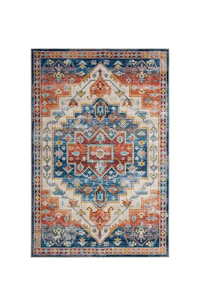 Carpet Rug Anti-Slip- Size- 153 x 214 cm - 5x7 ft | Royal Heritage Design | Color- Red & Blue| Ide