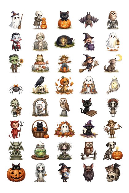 Halloween Cemetery Flower Girl Sticker Set 40 Pcs Agenda Scrapbook Journal Planner Sticker